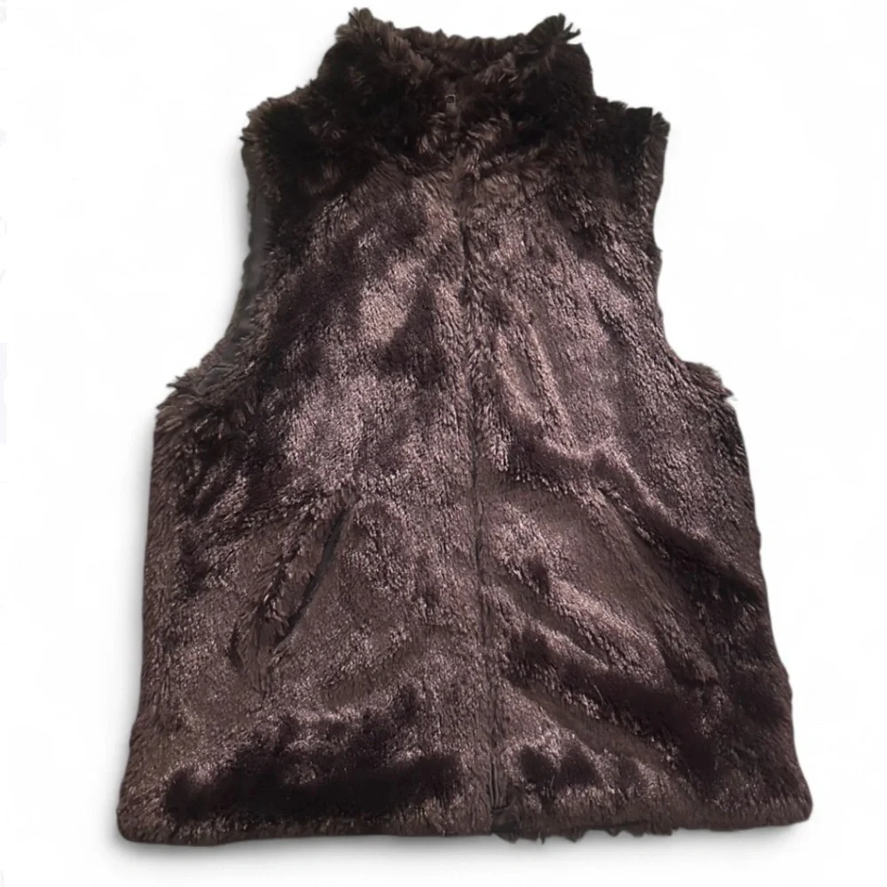 Mixit Dark Brown Faux Fur Zip-Up Ves